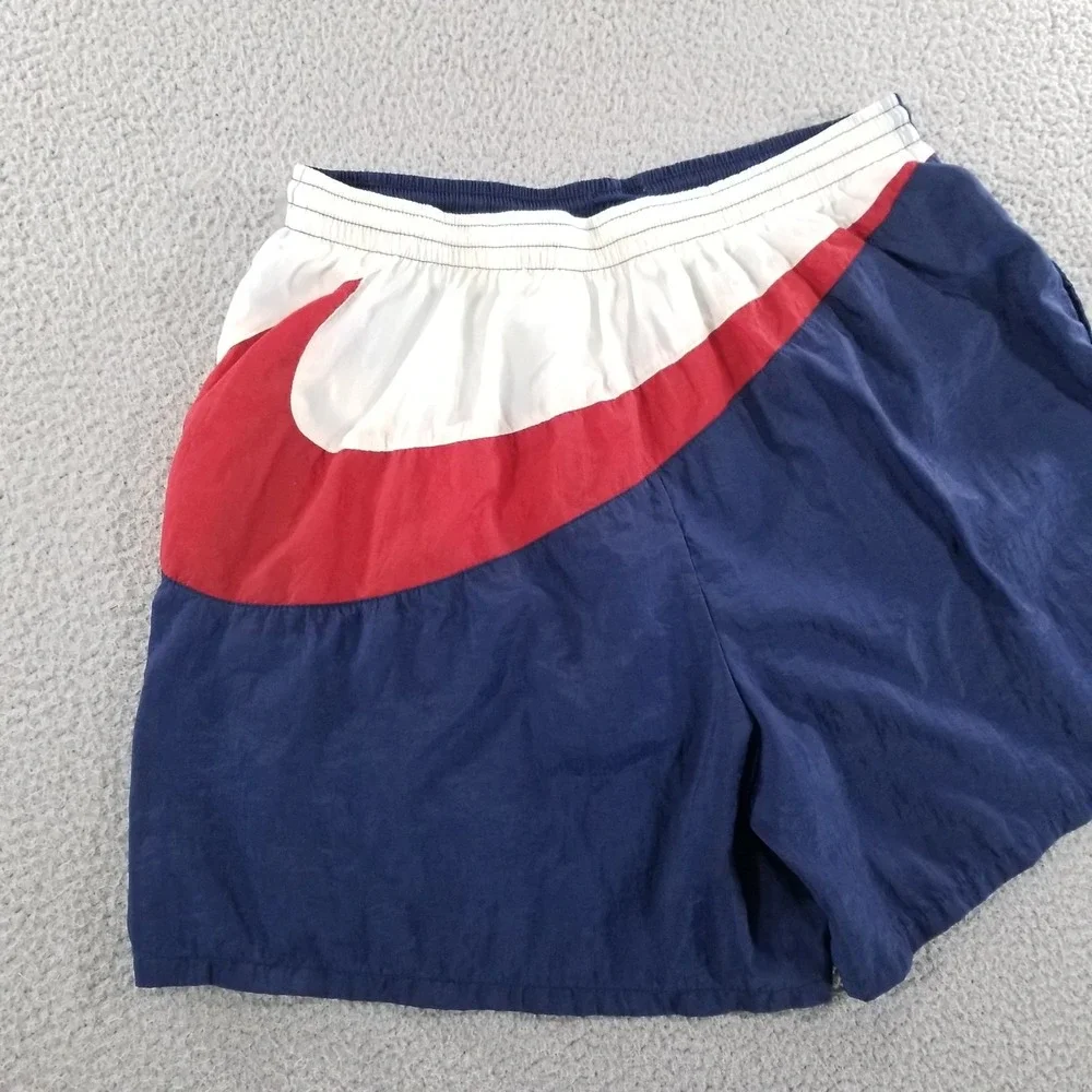 Vtg Nike Swim Trunks Mens XL Red White Blue Big Swoosh Logo 90s Shorts Nylon Y2K